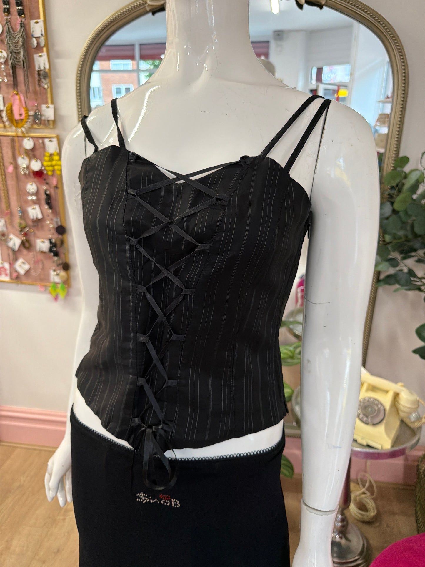 474 pinstripe corset top