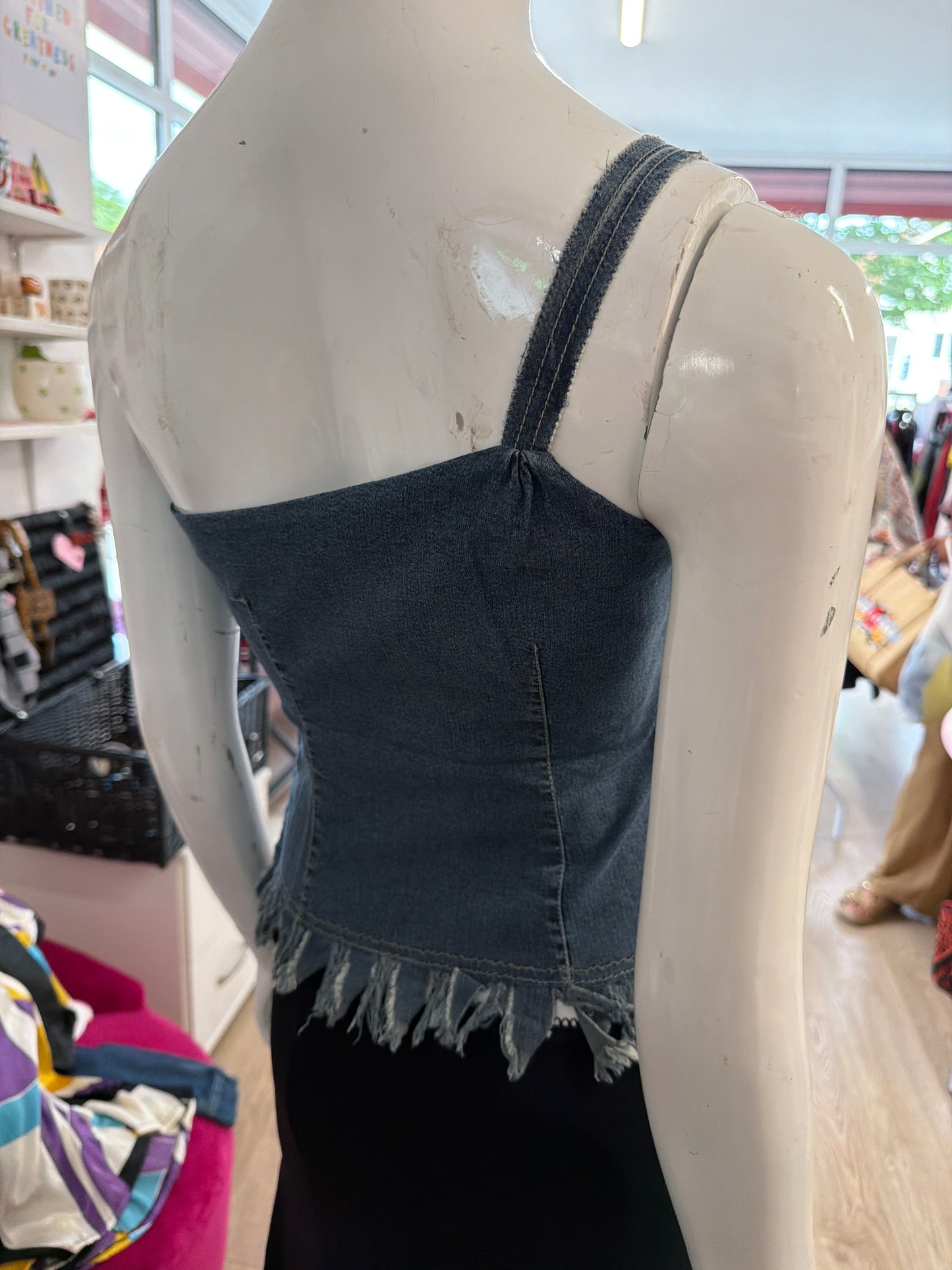 468 Denim one shoulder top