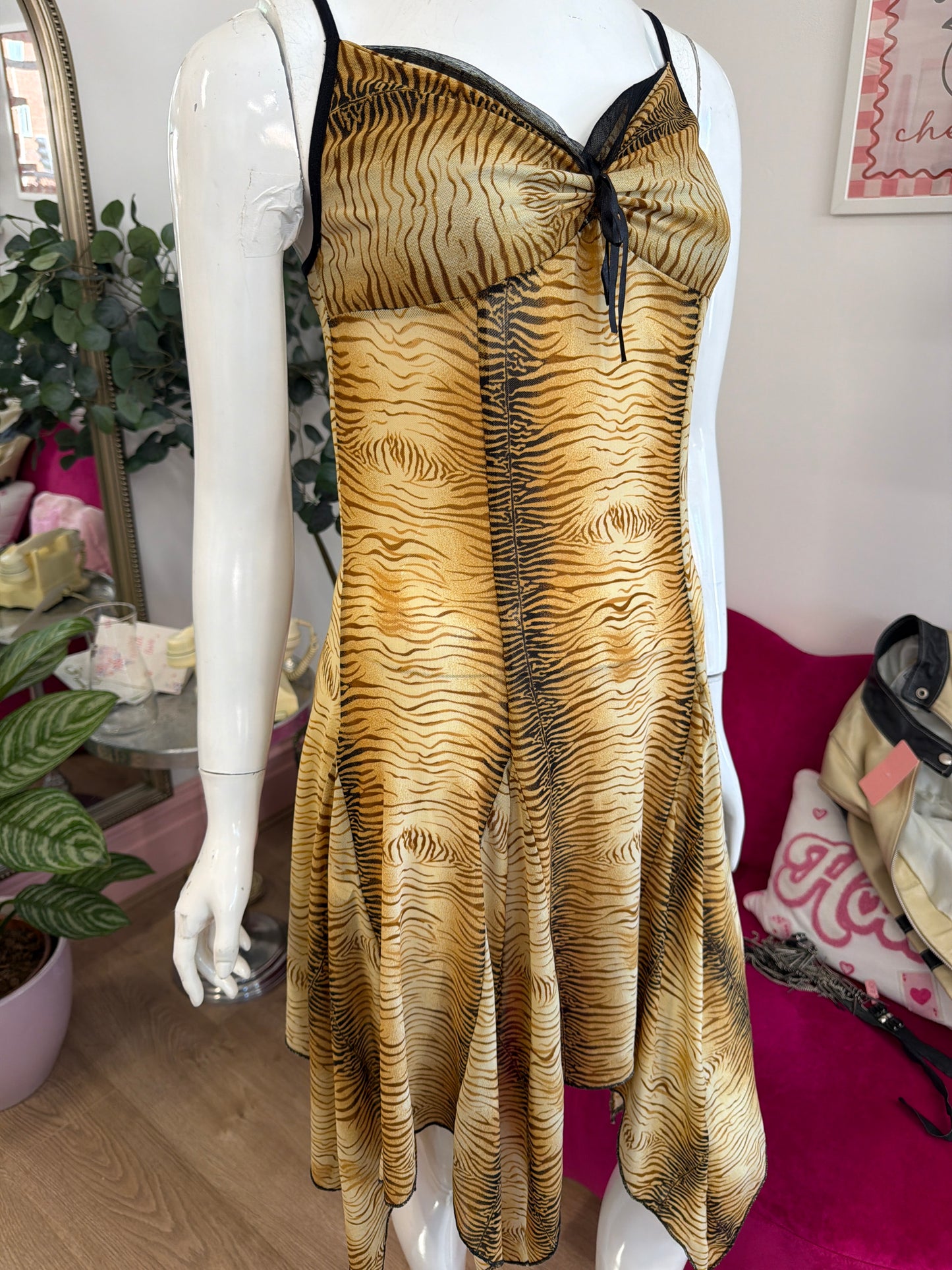 445 Animal print mesh sheet dress