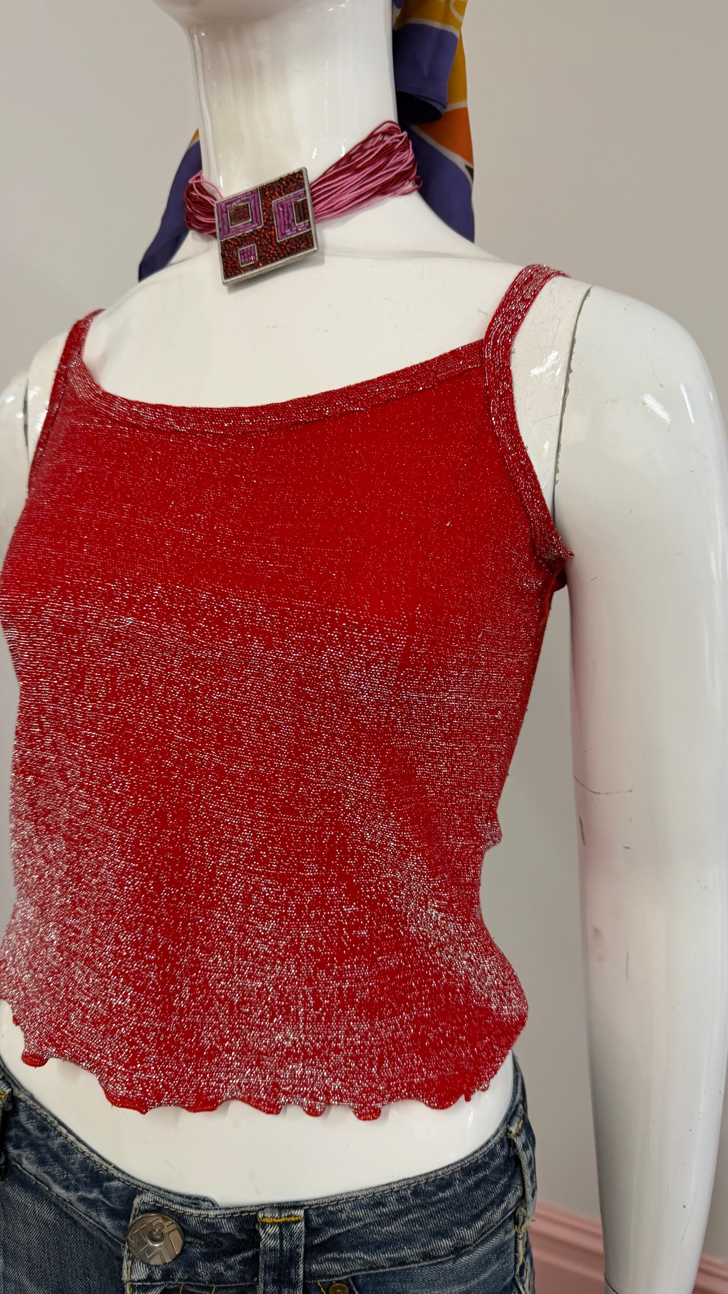 51 Red glitter cami top