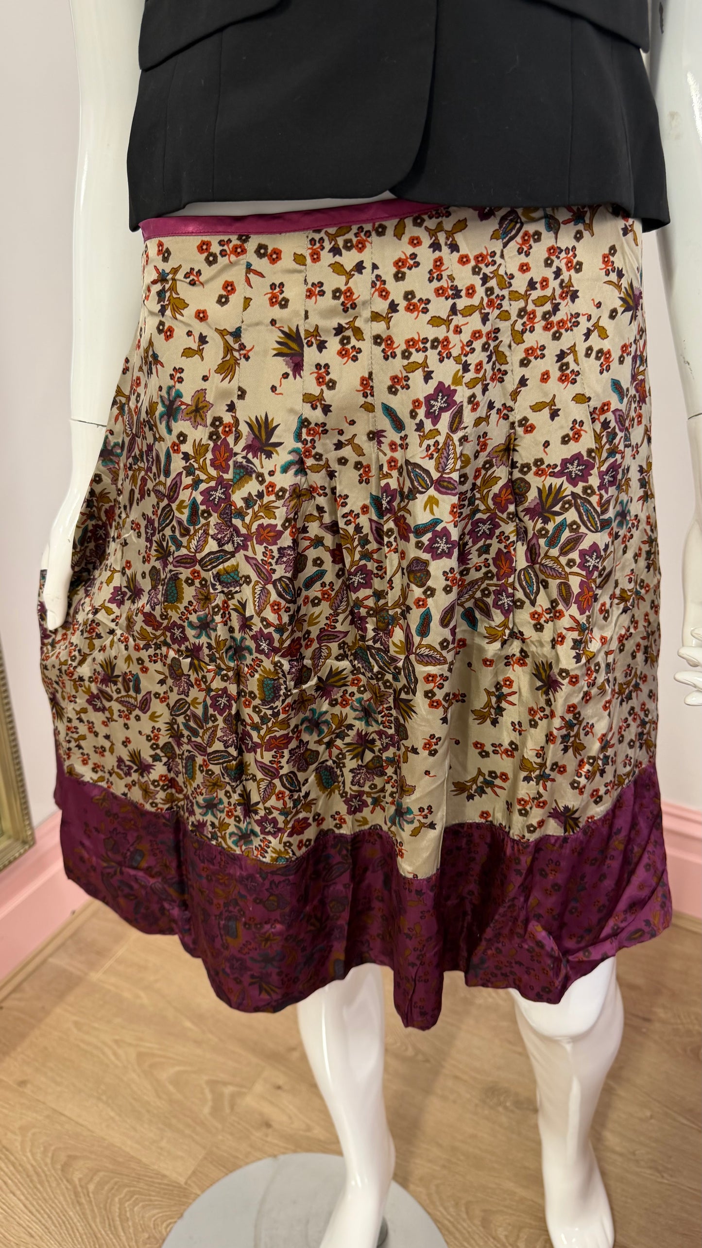 211 satin floral skirt