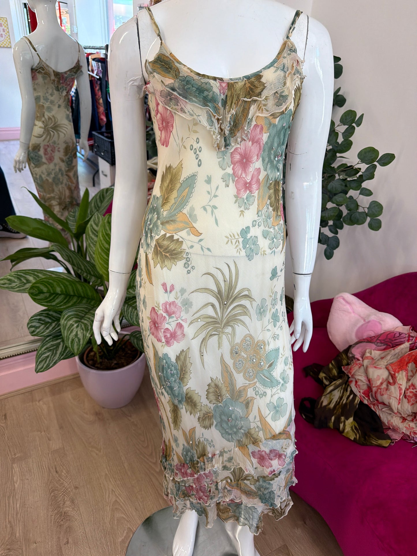 449 Floral sheer strappy dress