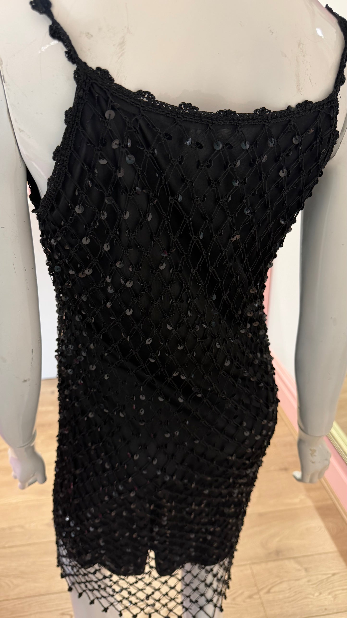217 Sequin black net dress