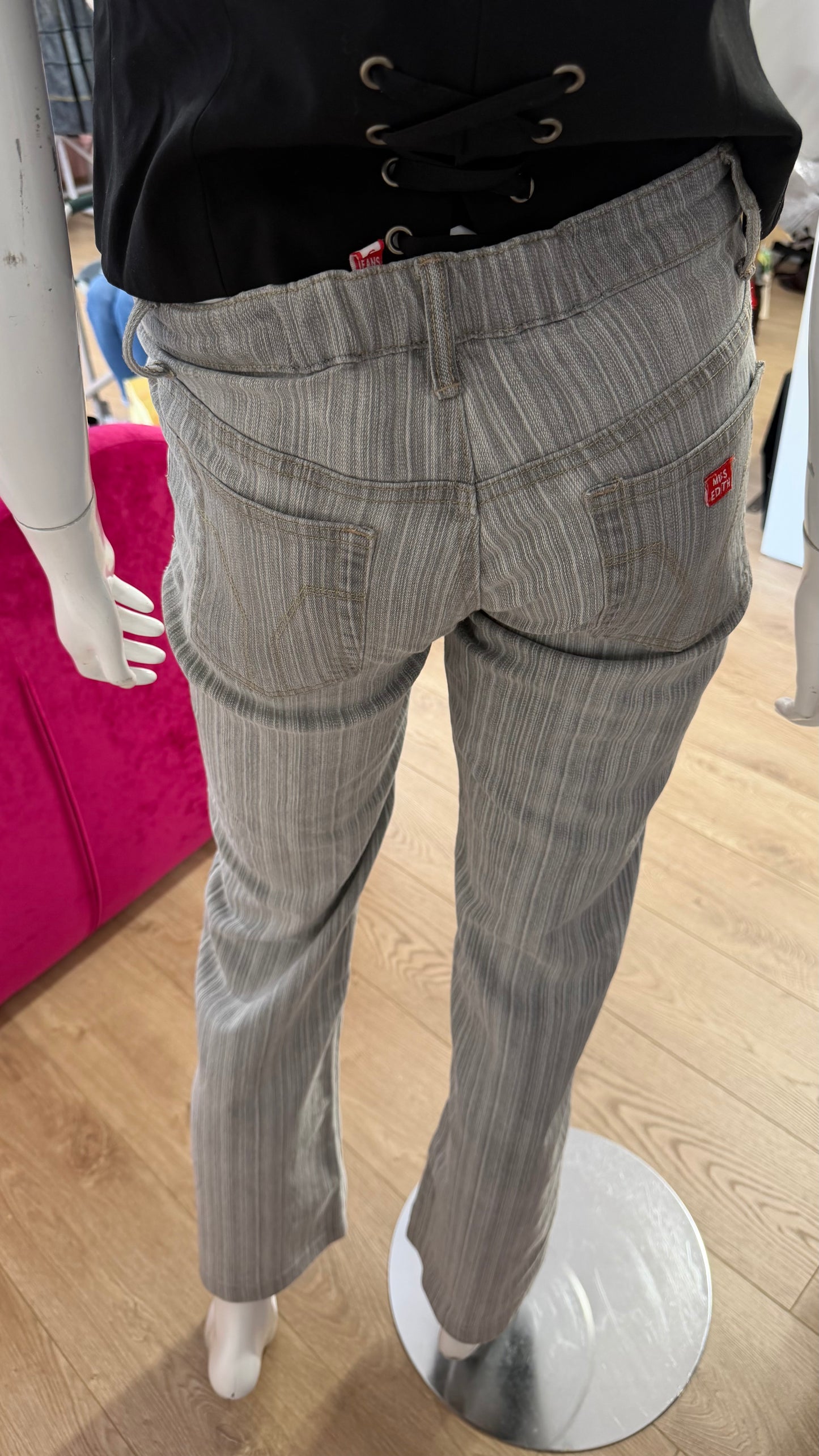209 grey striped stretch jeans