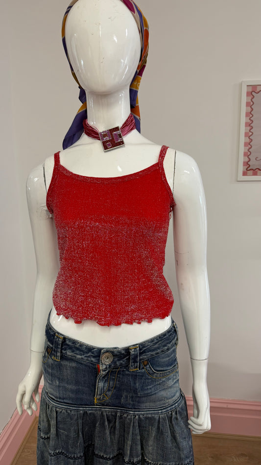 51 Red glitter cami top