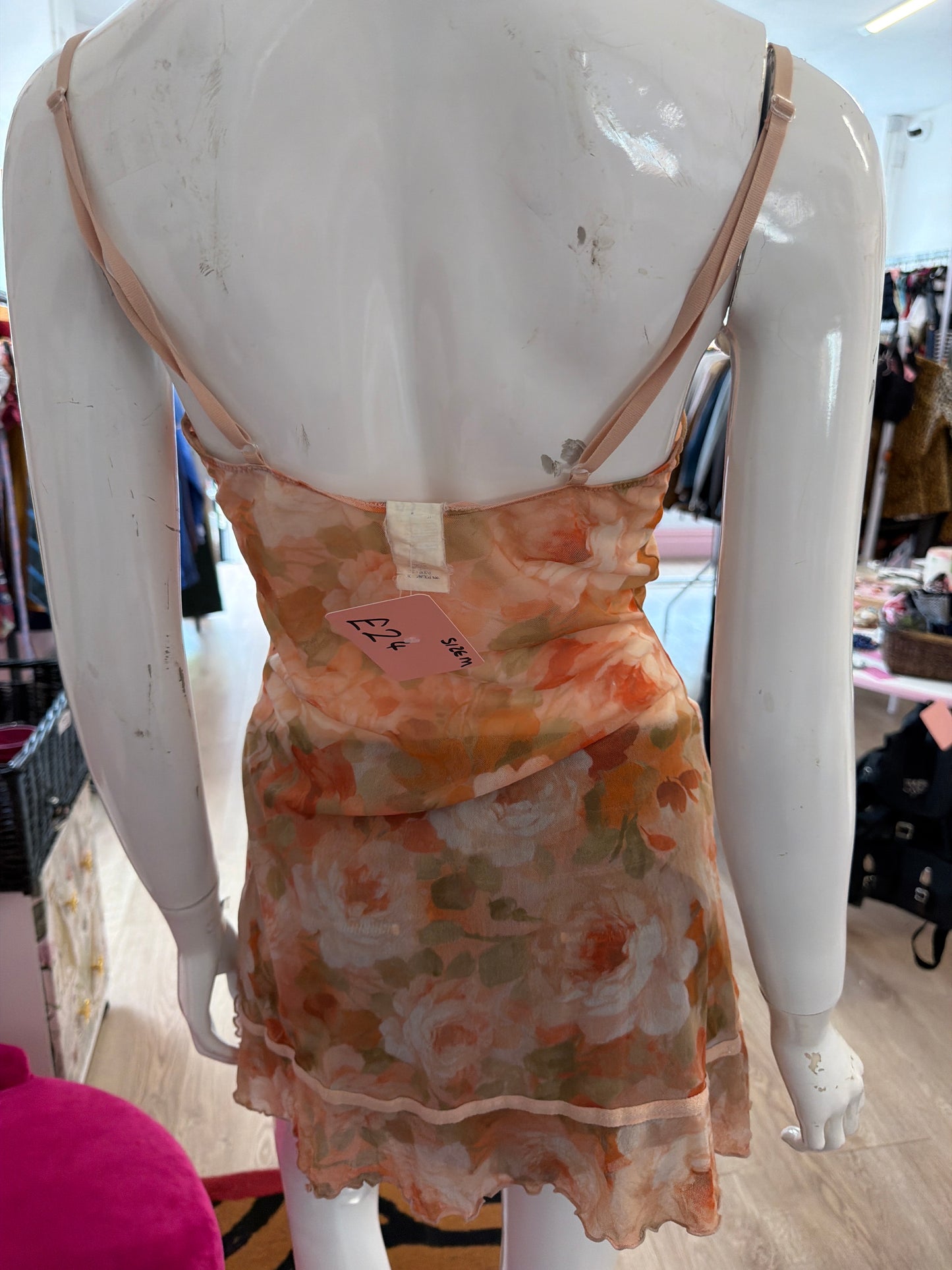 649 Mesh floral cami top size Medium