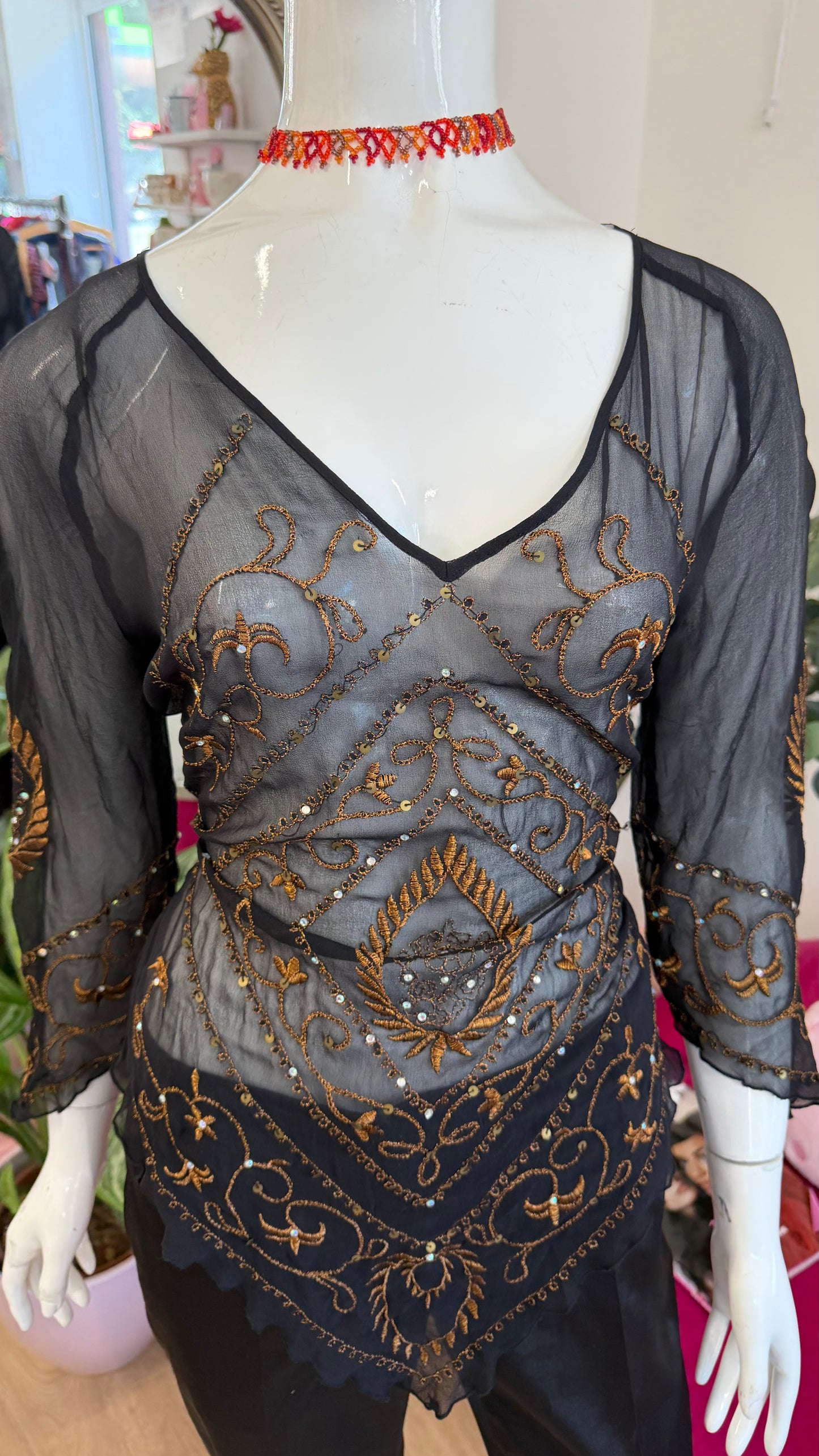 376 Black top with sequin detailing