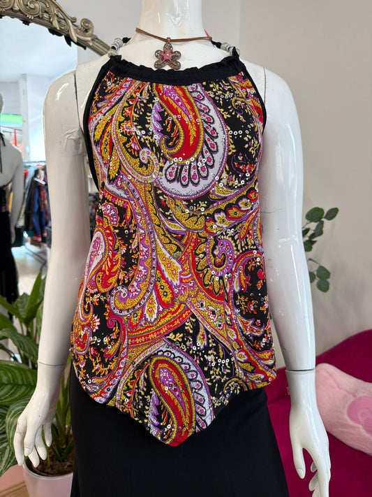 466 Paisley top halter neck