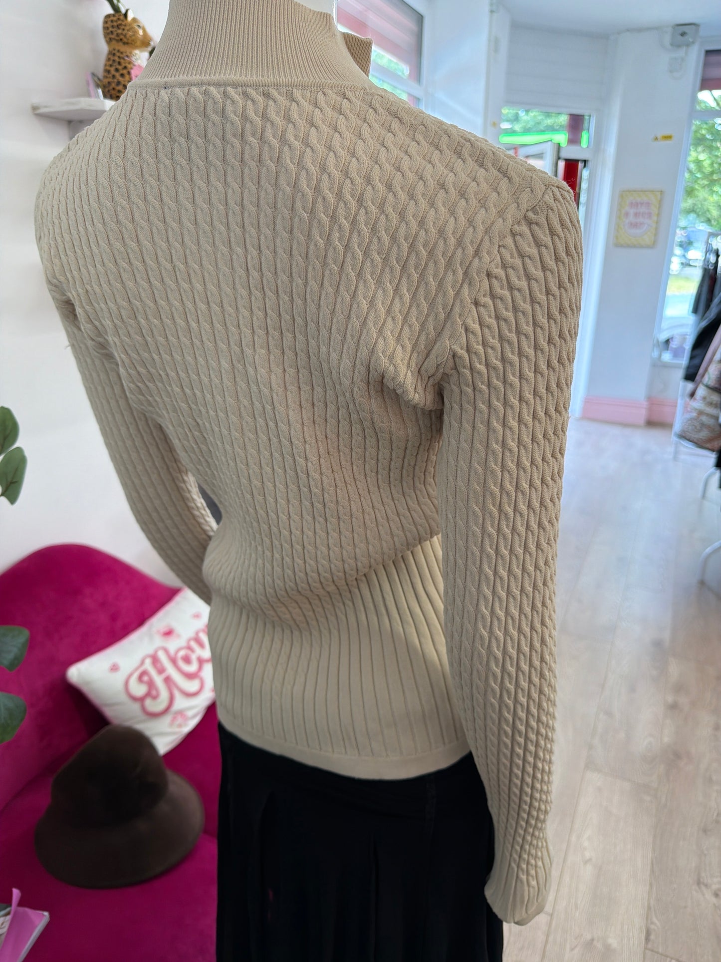 408 ribbed zip up knit jumper