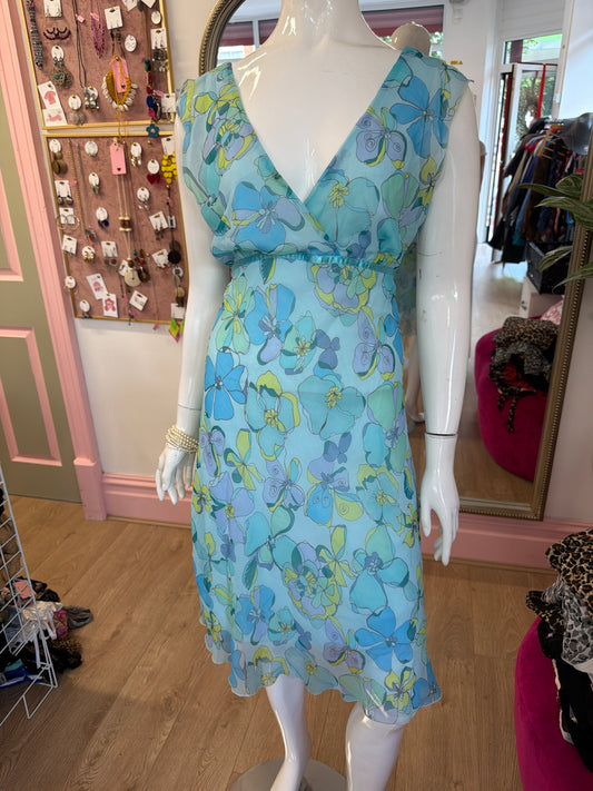 521 Blue mesh floral dress