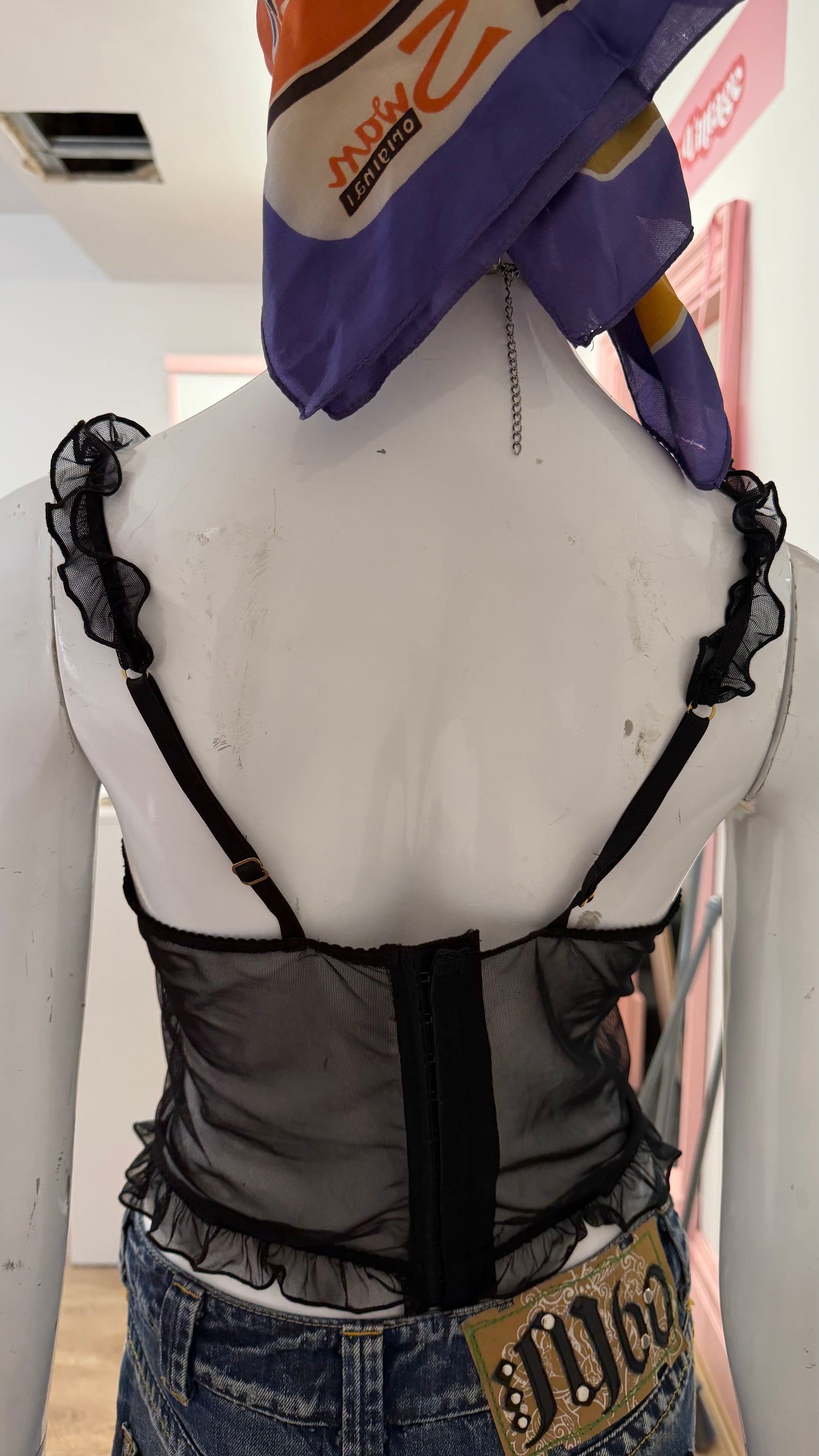 50 Black Orange cami corset