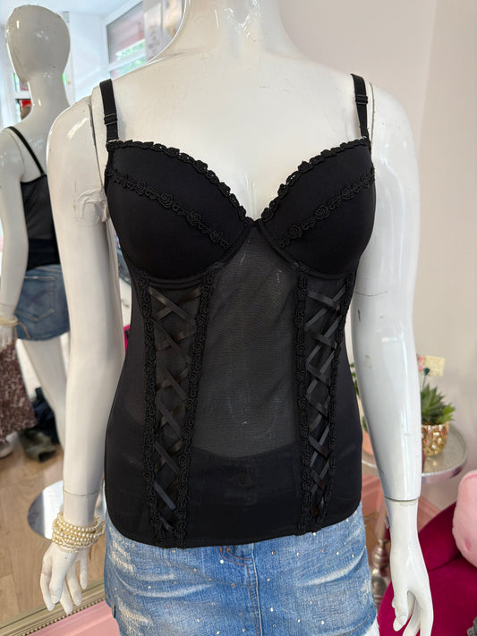 528 Black cami corset top