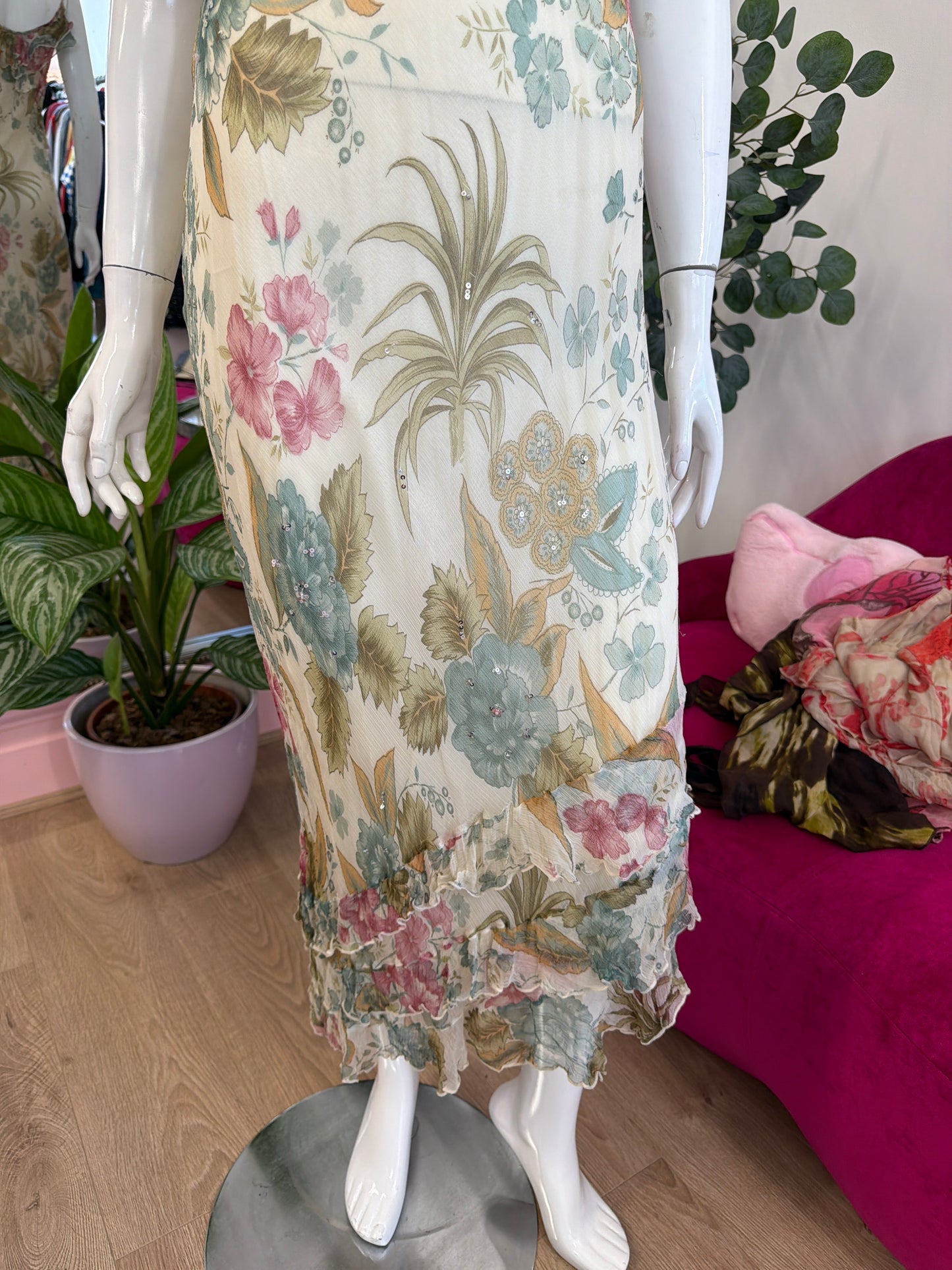 449 Floral sheer strappy dress