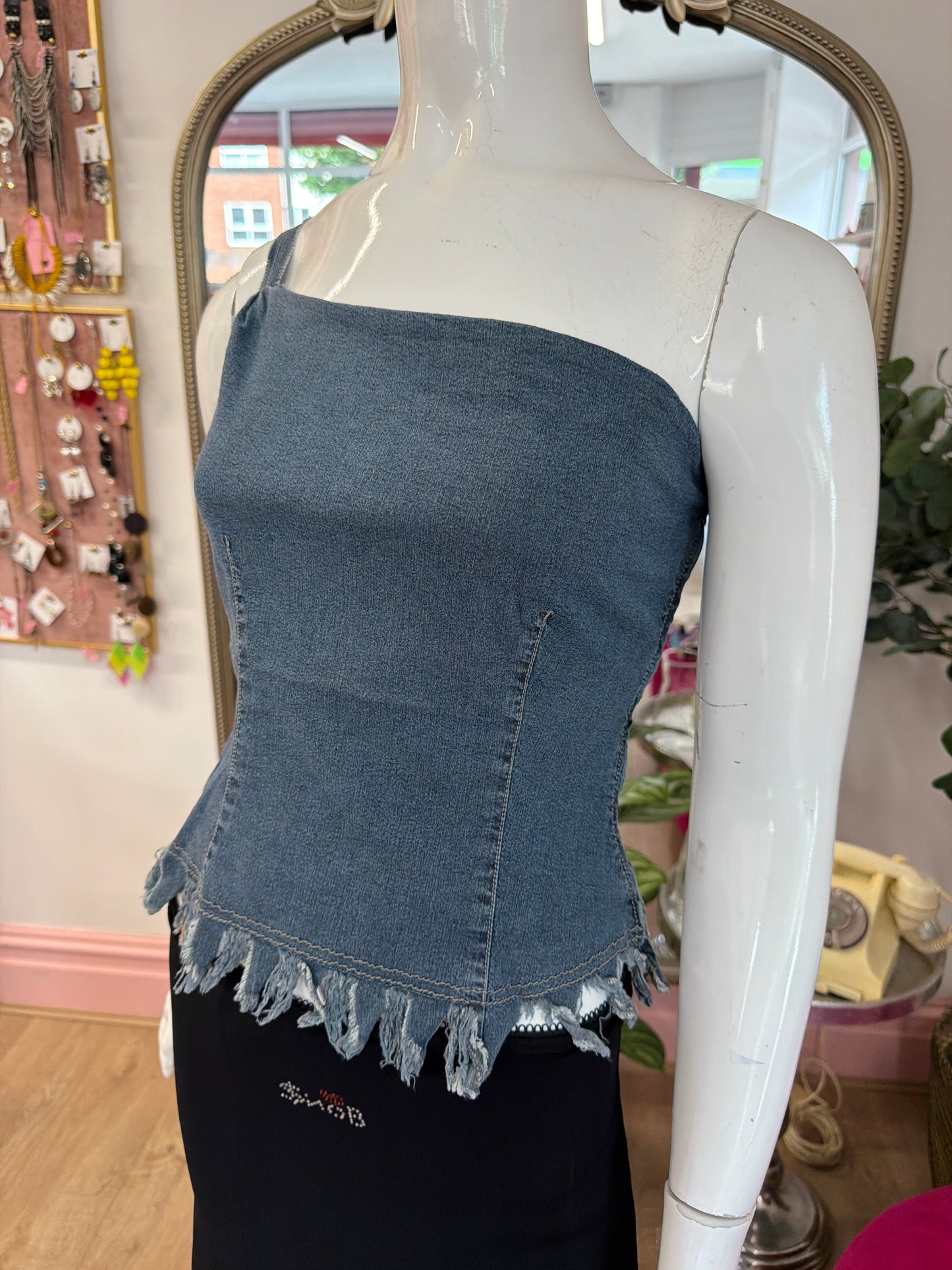 468 Denim one shoulder top