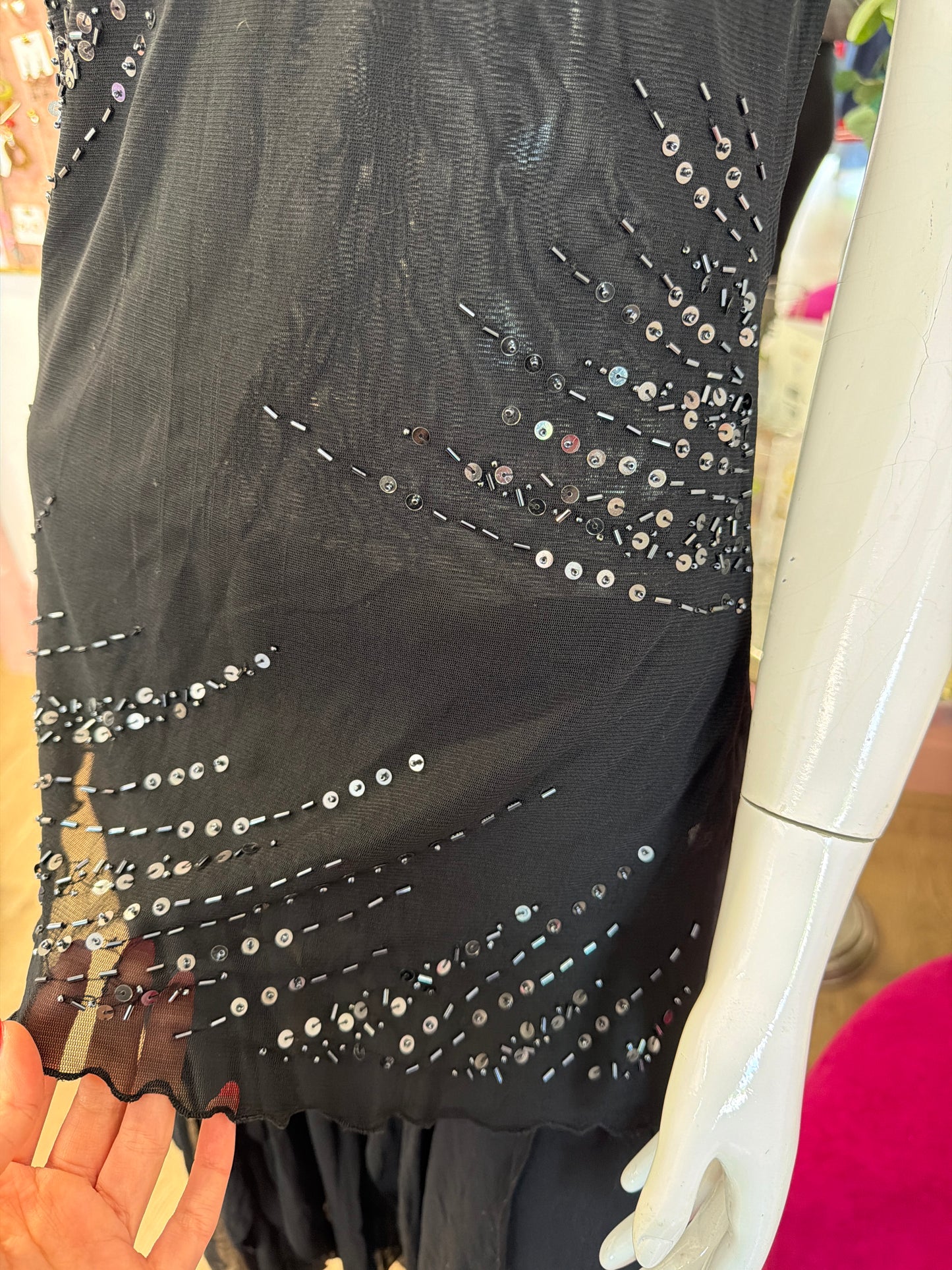 393 Sequin black cami top