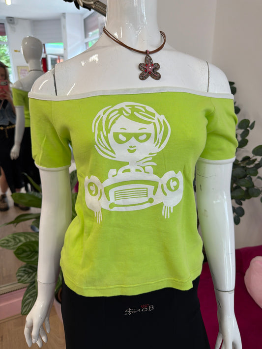 462 Green off the shoulder tee