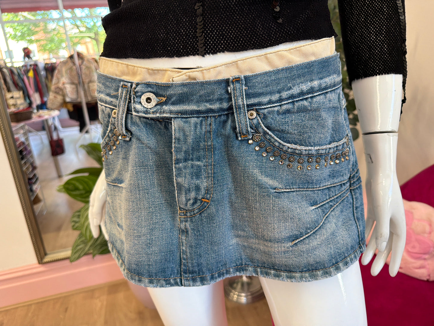 443 Denim mini skirt with detailing