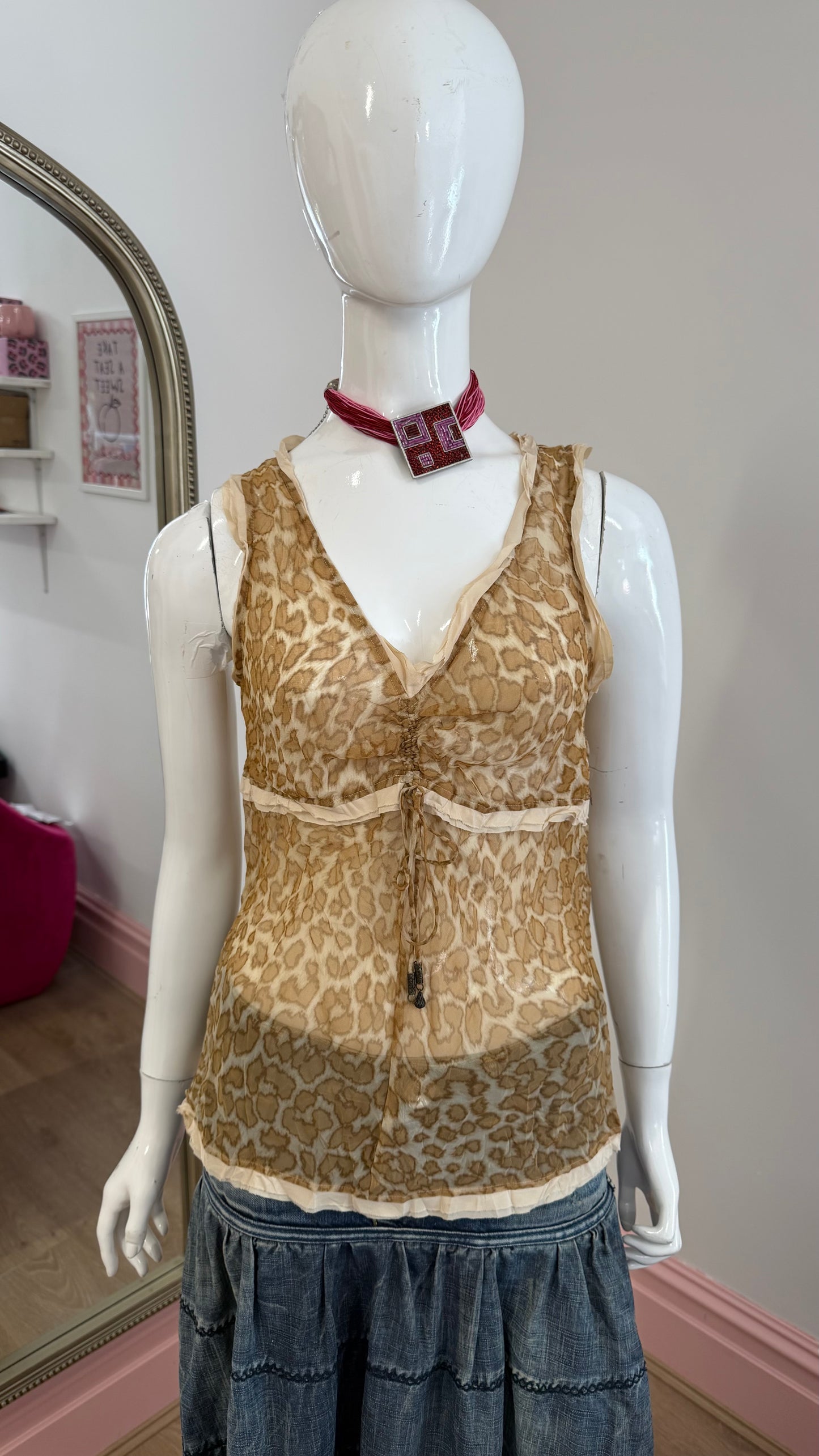 82 giraffe print sheer top