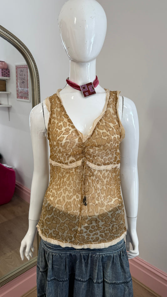 82 giraffe print sheer top