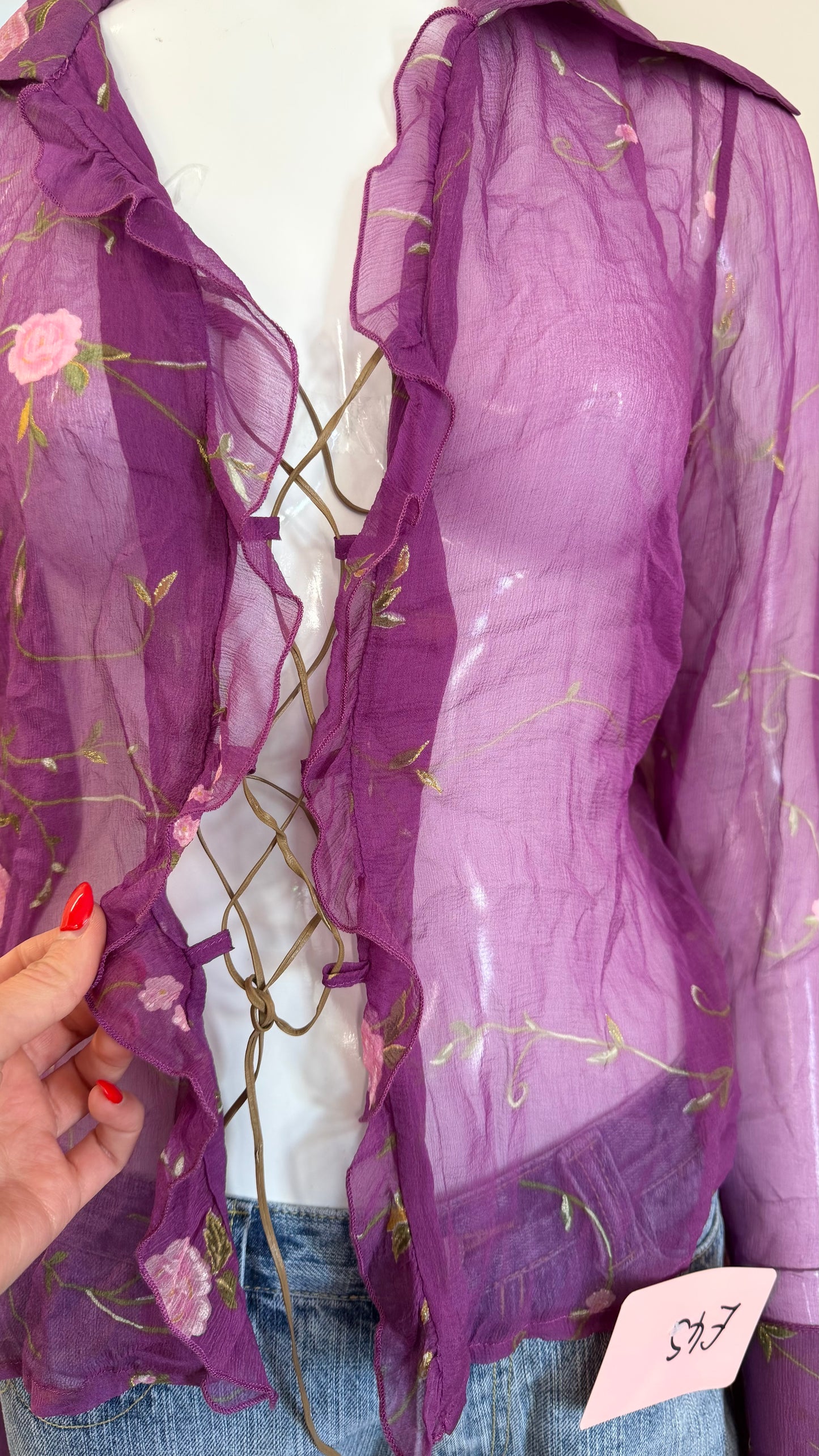 357 meshed lilac floral shirt