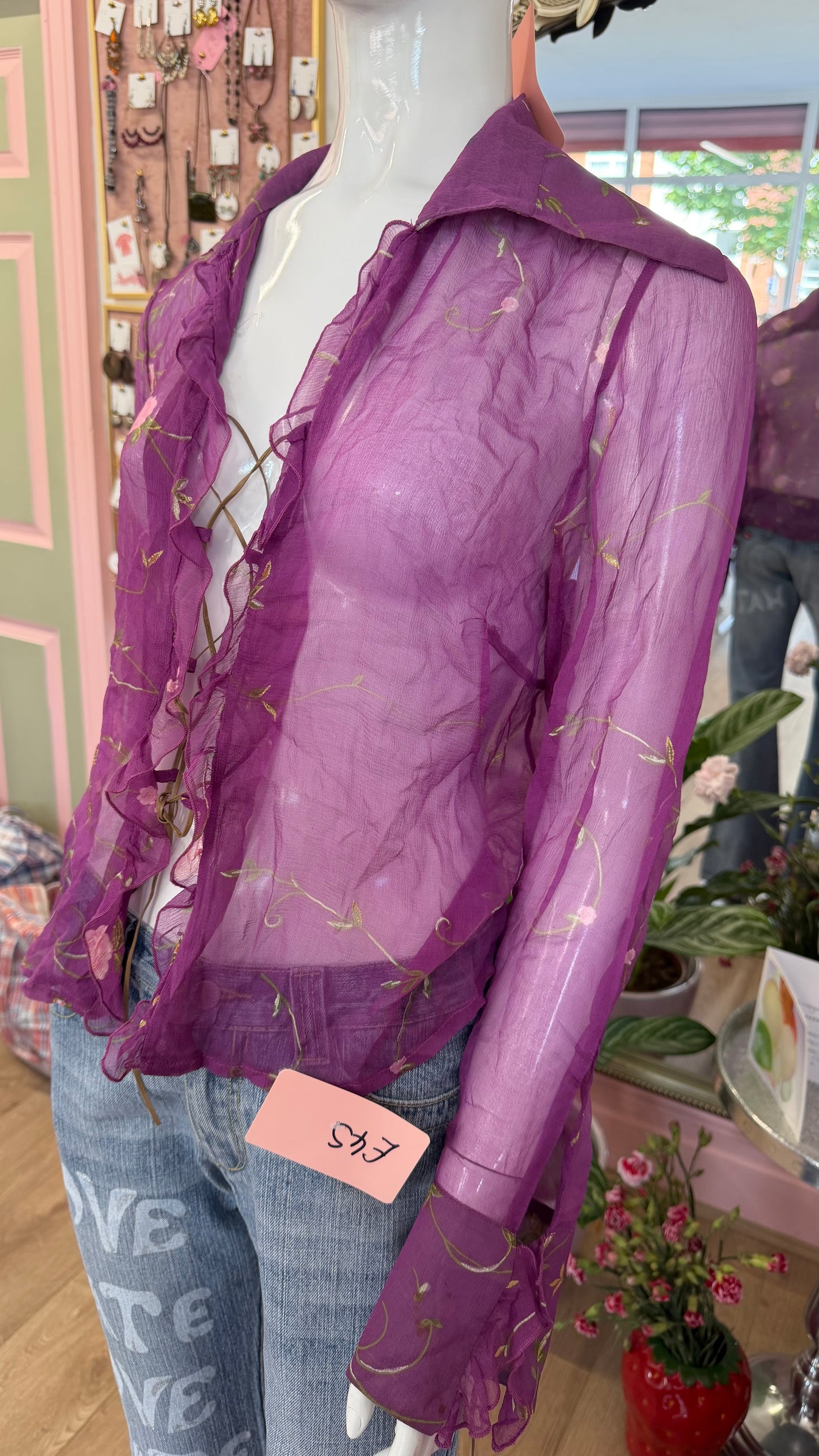 357 meshed lilac floral shirt