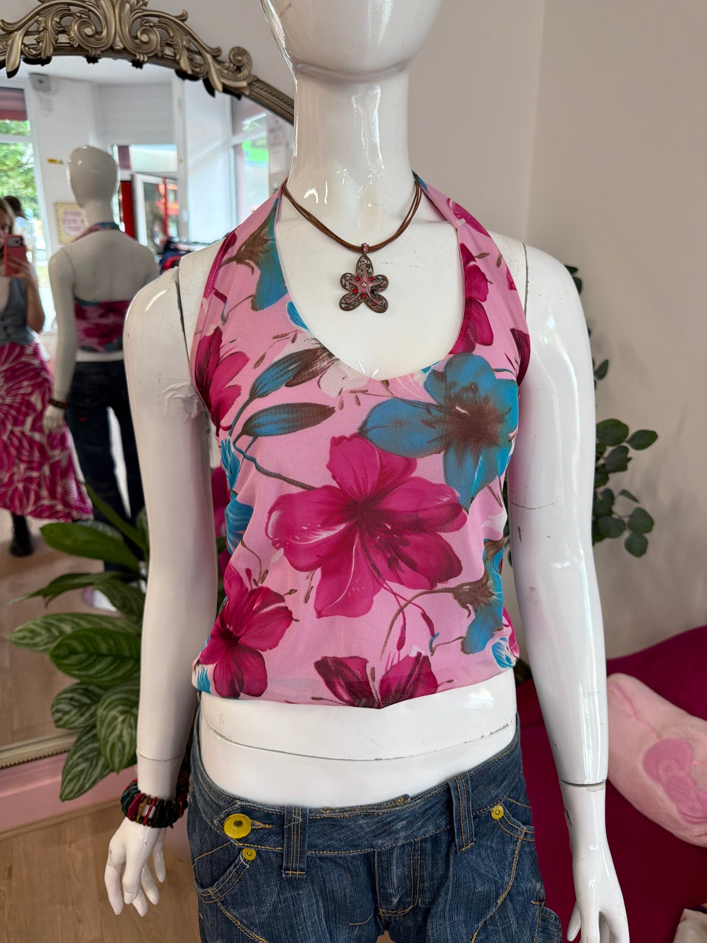479 floral halter neck top