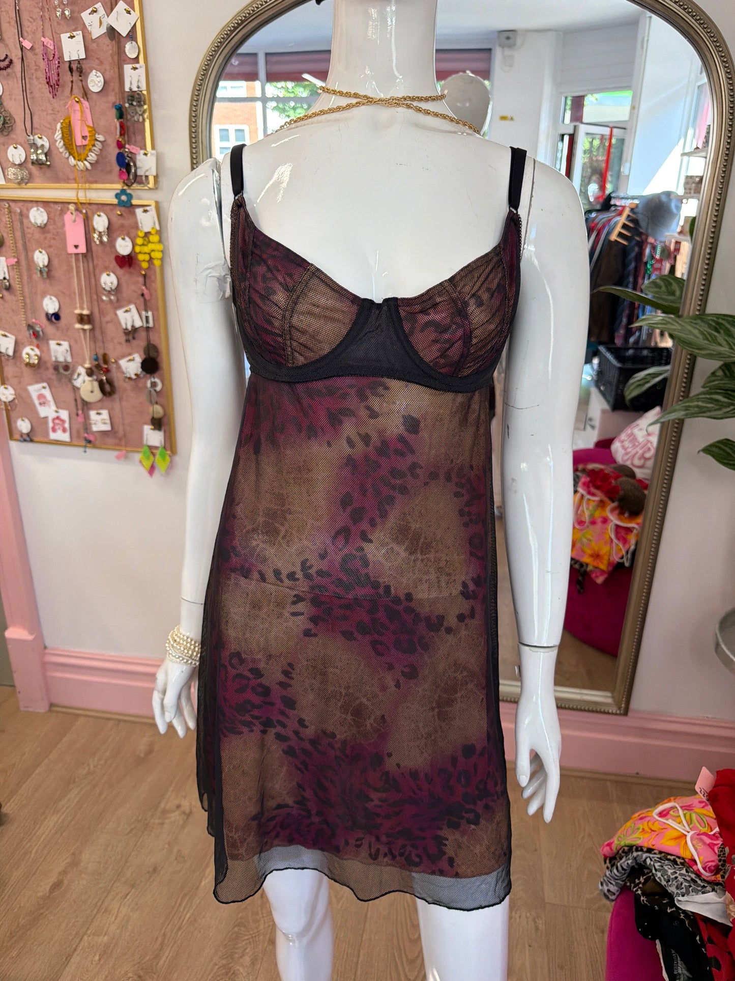 524 Leopard dress with mesh over Victoria’s Secret