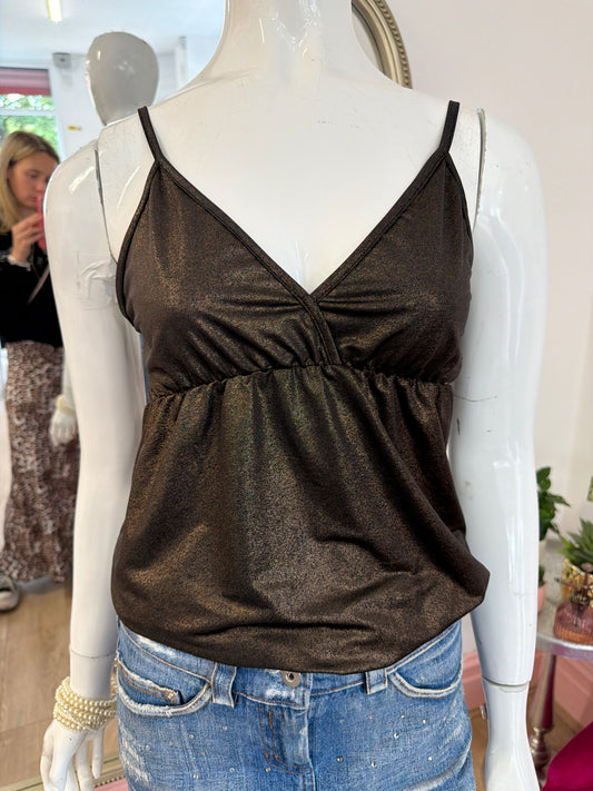 530 Brown metallic cami top