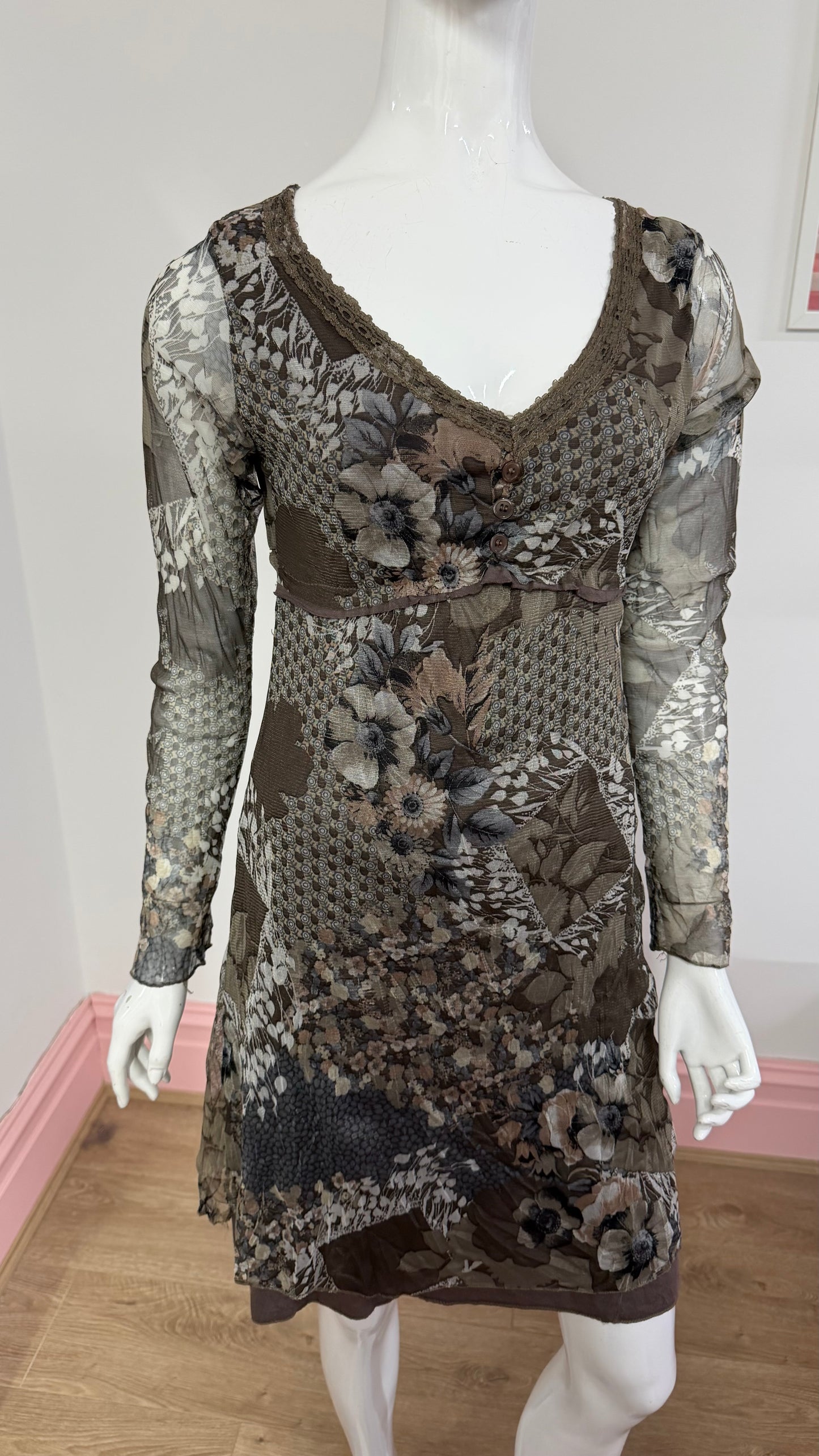 226 beige sheer dress