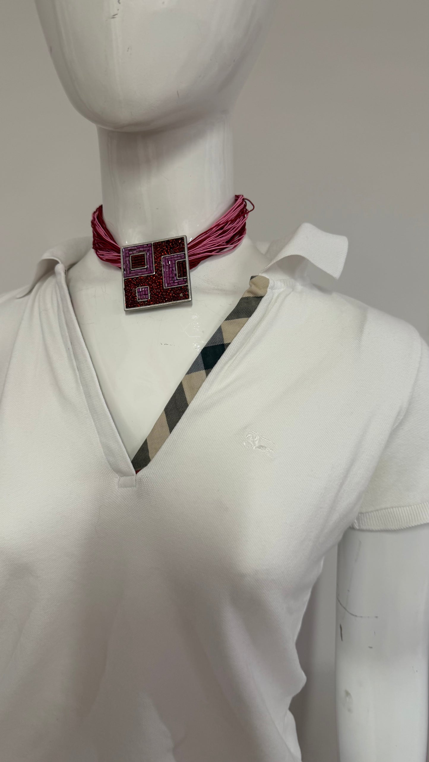 146 White Burberry polo shirt