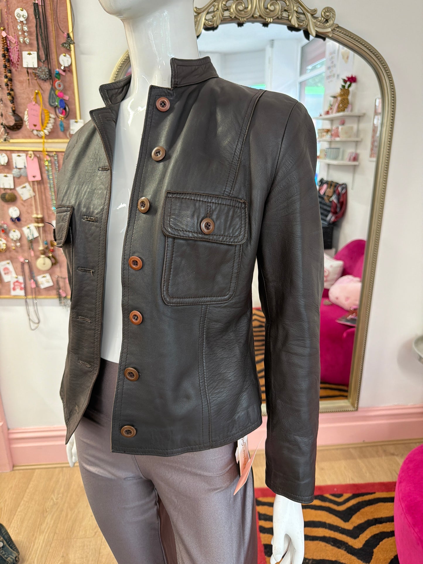 597 Brown soft leather jacket size Small