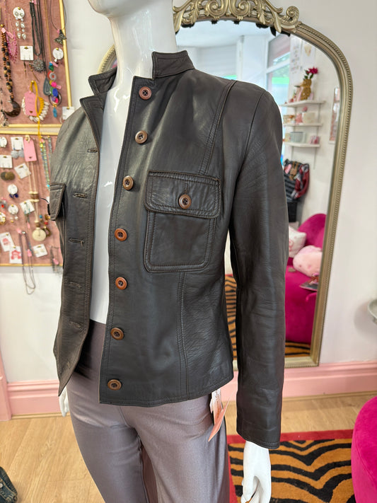 597 Brown soft leather jacket size Small