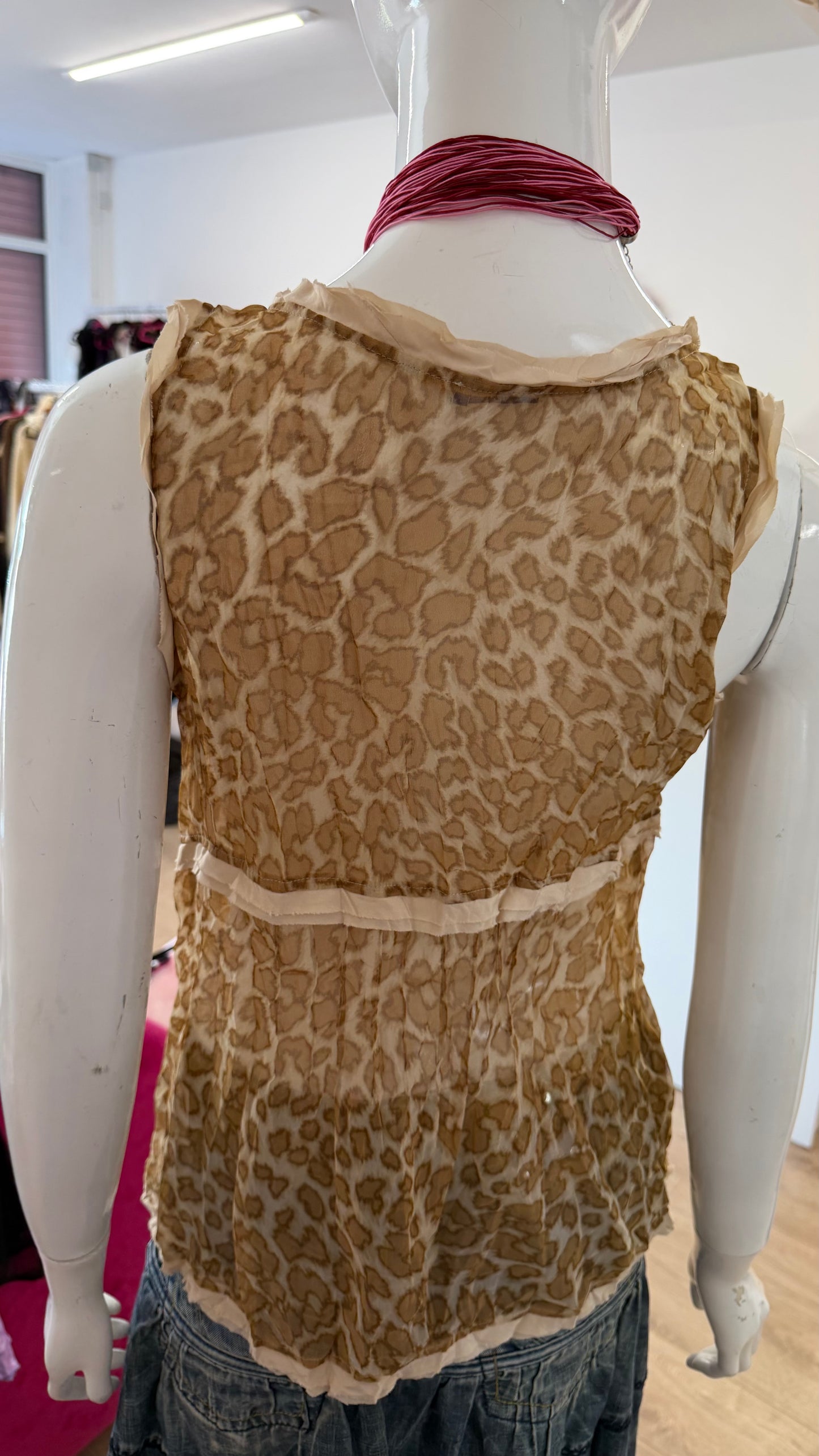 82 giraffe print sheer top