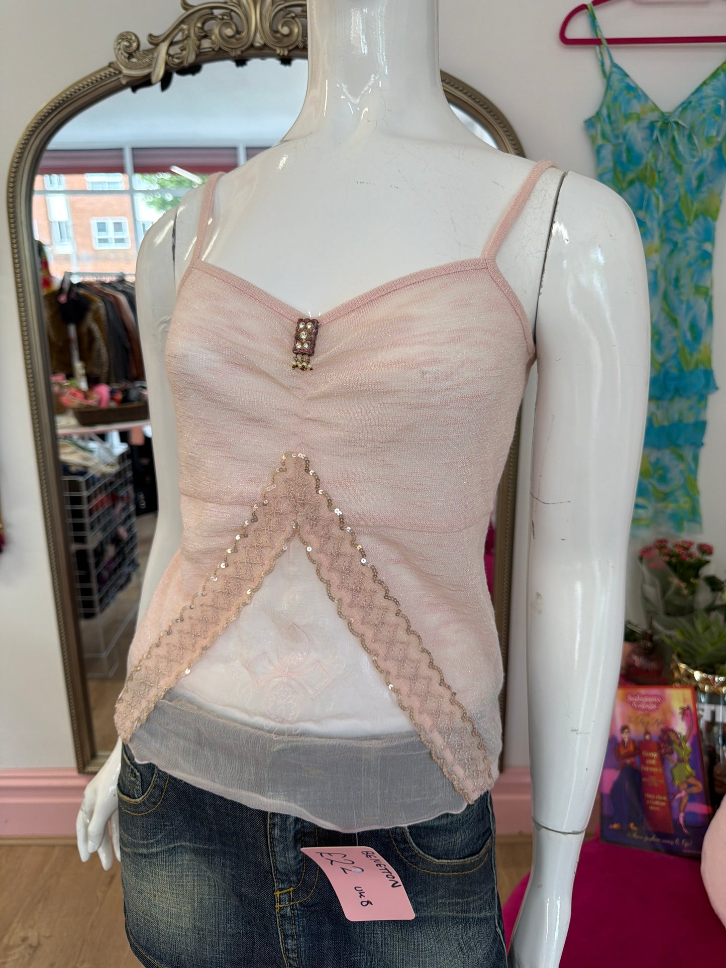 646 Baby pink cami top size Small