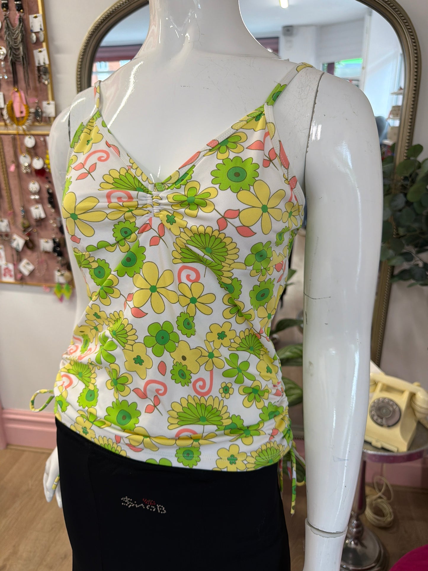 471 Green cami top side tie