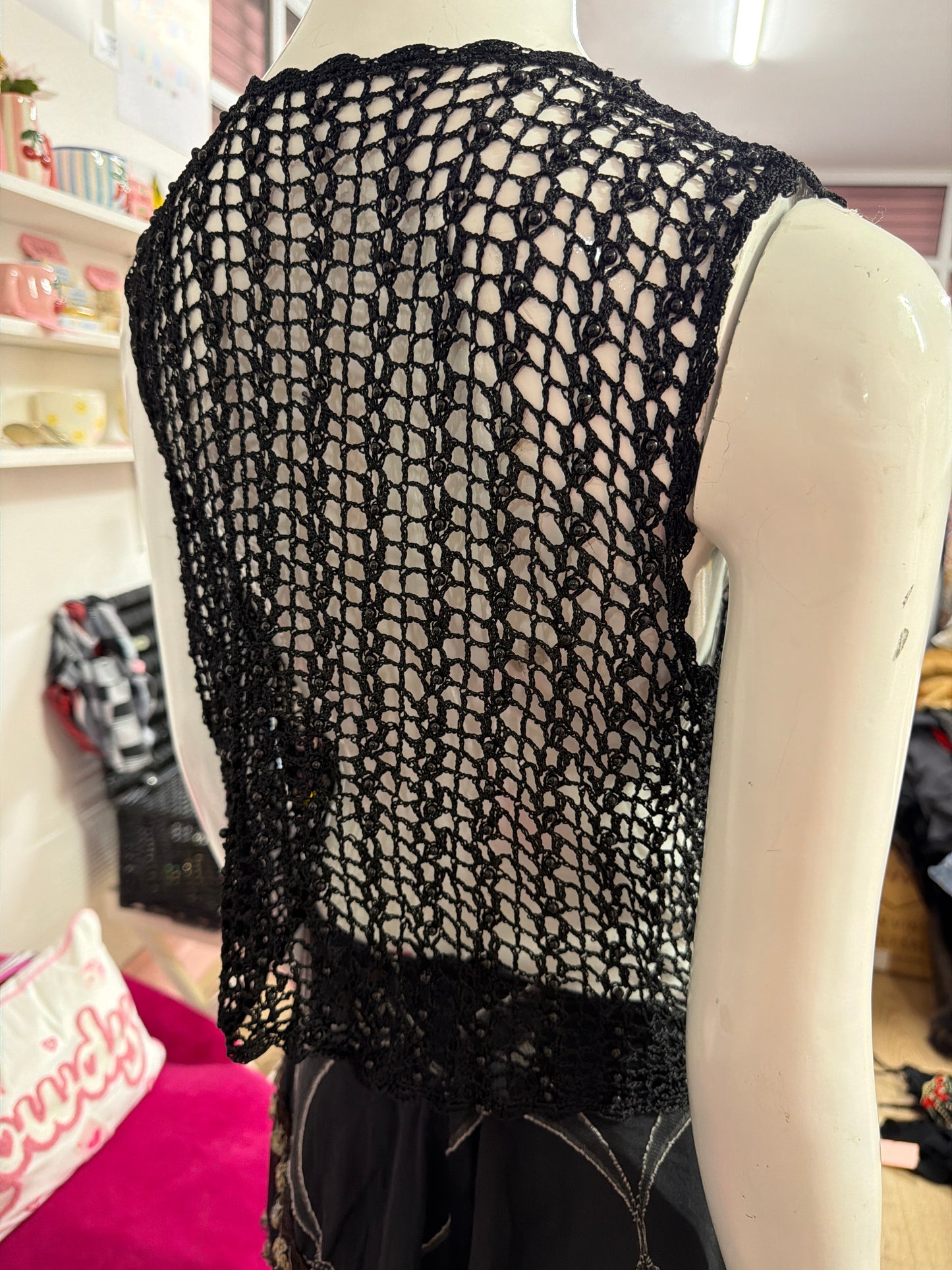 427 Black net beaded waistcoat