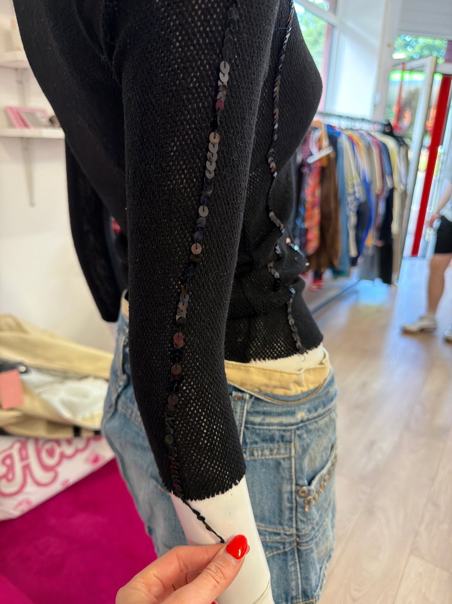 442 black sequined top