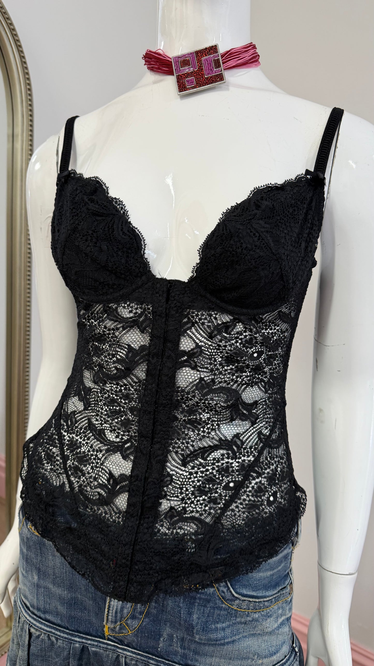 69 Black lace cami
