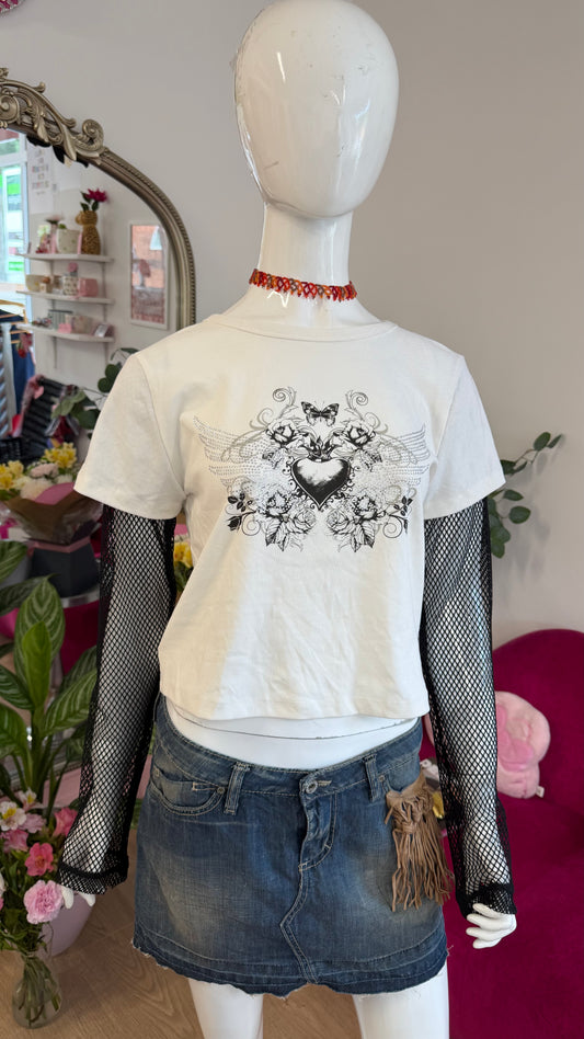 320 Madden Girl top with netted sleeves