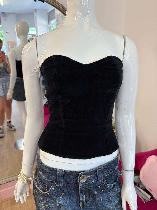 541 Black velvet boob tube top