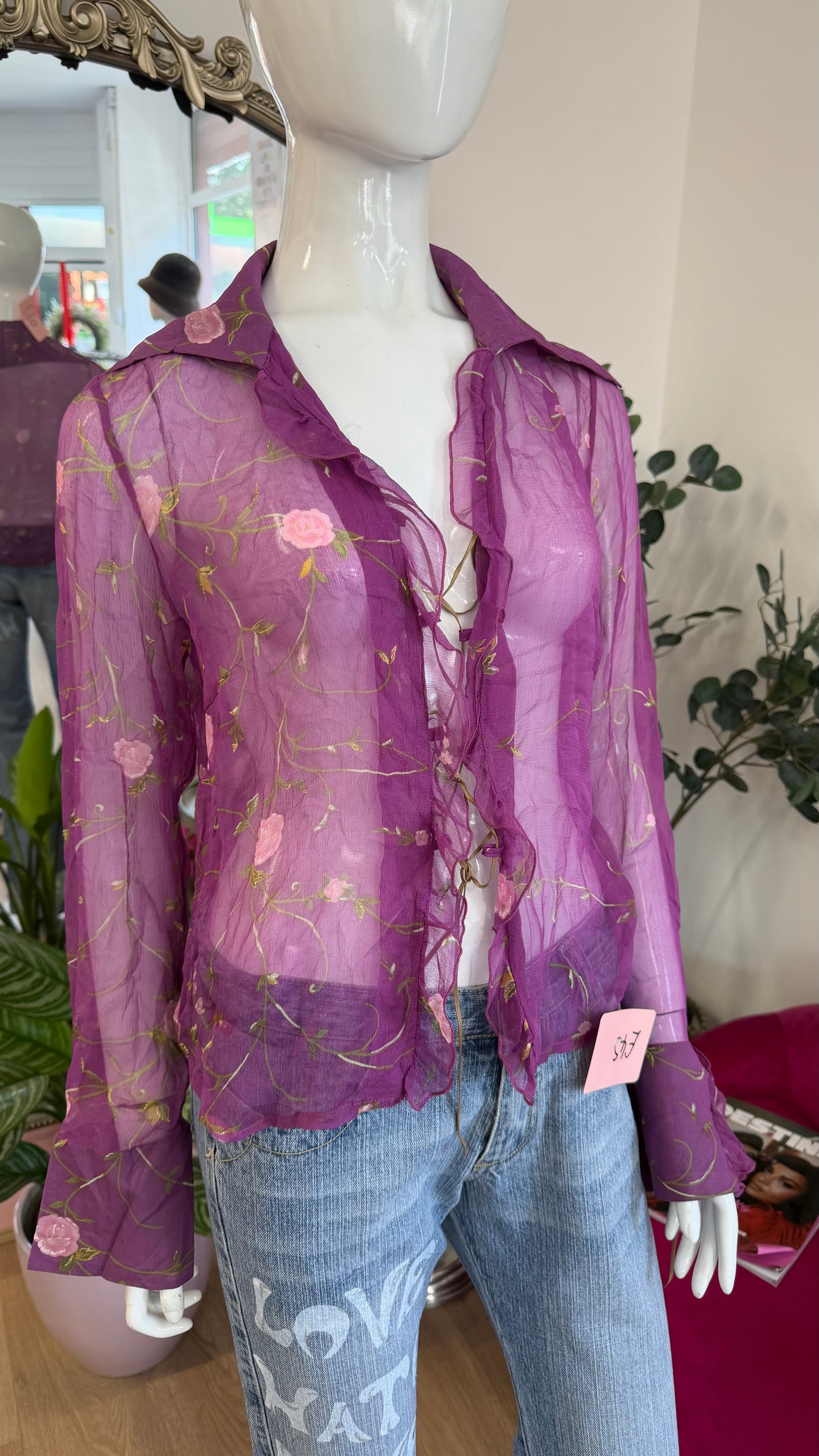 357 meshed lilac floral shirt