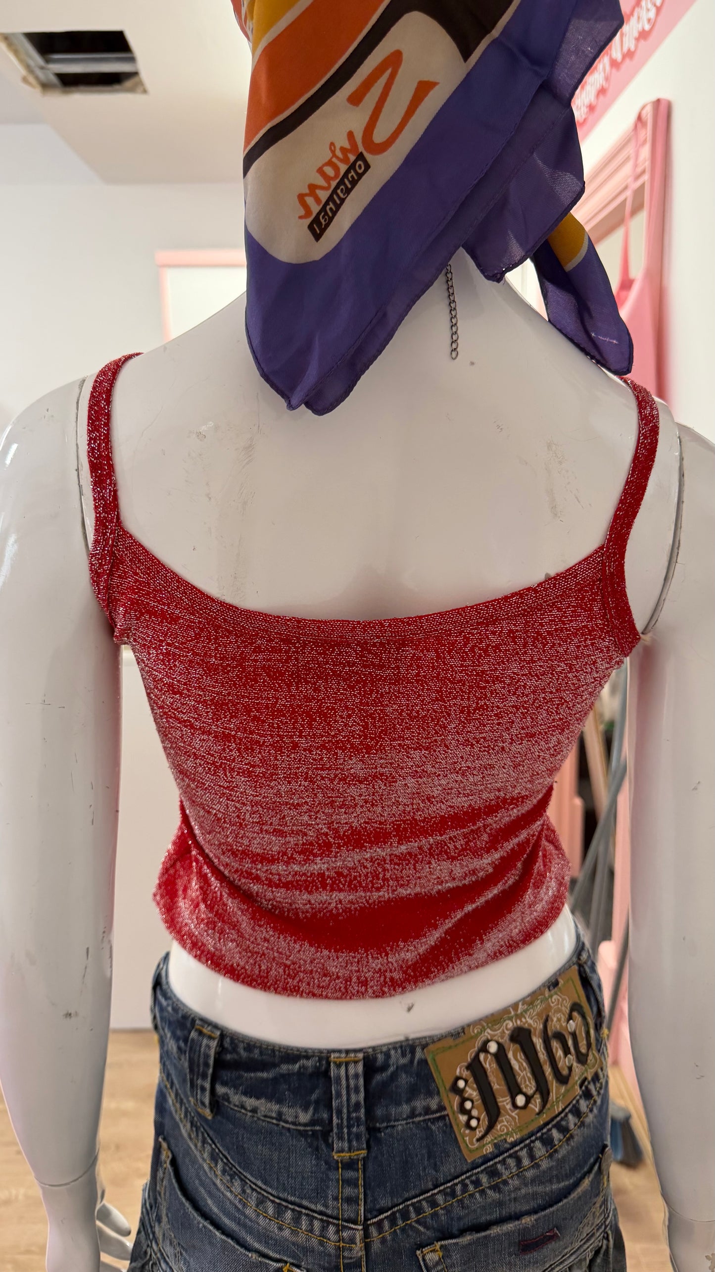51 Red glitter cami top