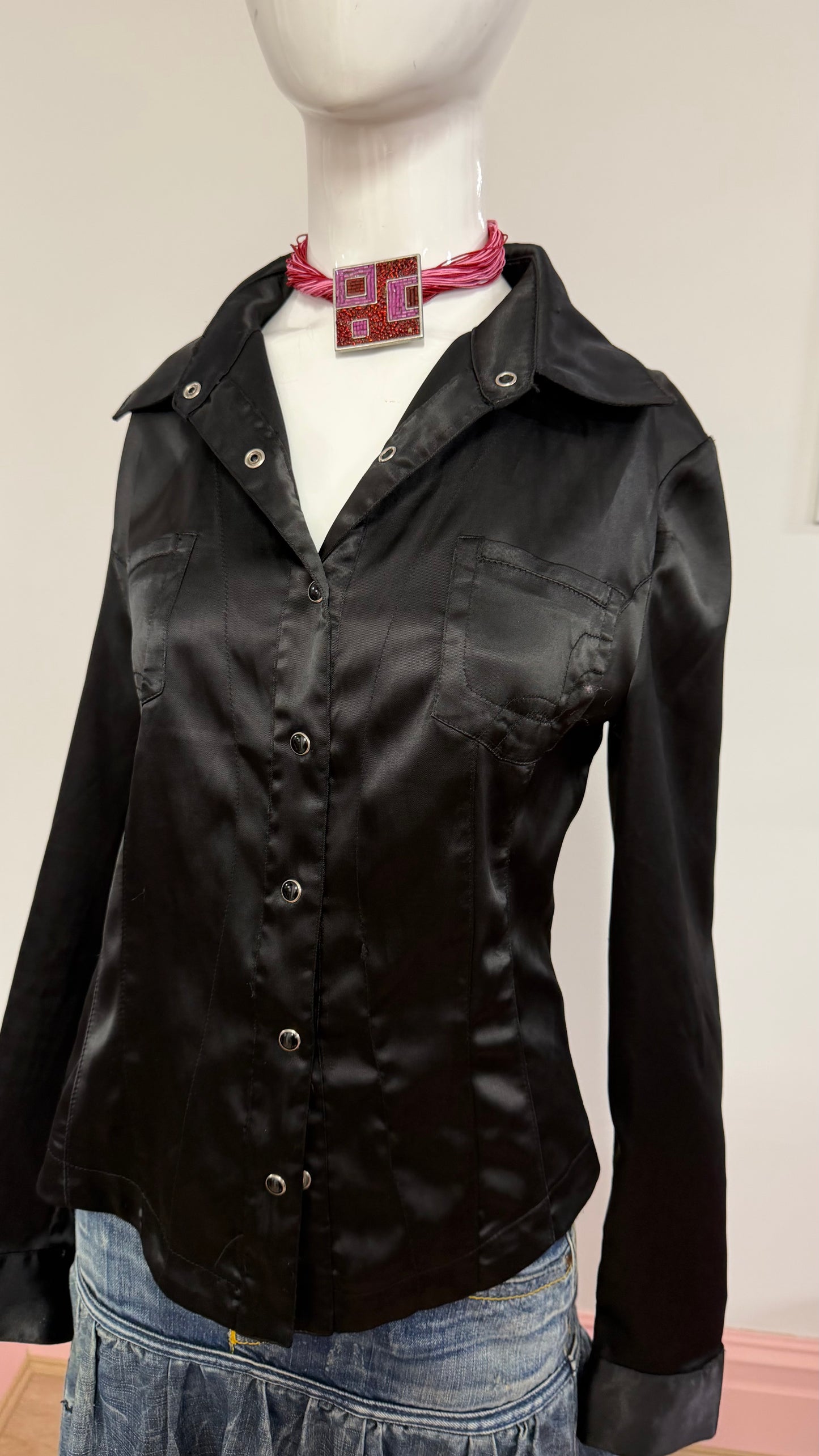 130 Black satin shirt