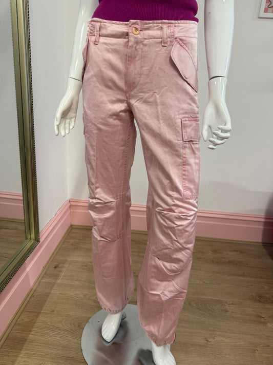 304 pink satin cargo pants