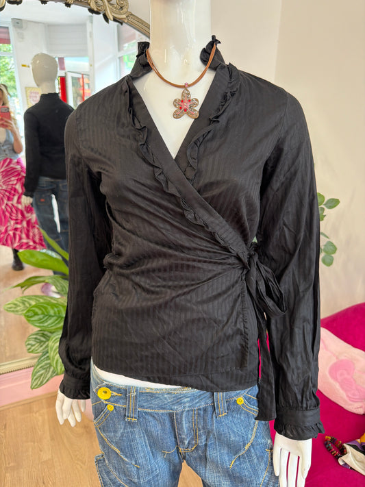 483 Massimo Dutti Black wrap shirt