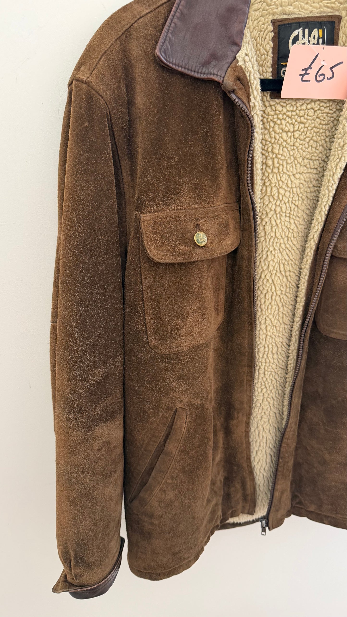 347 Brown suede jacket with fur lining
