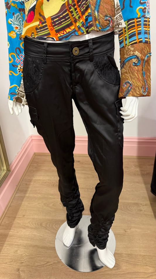 157 black satin trousers