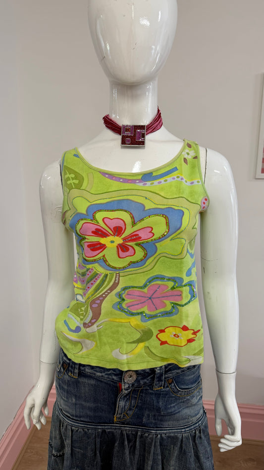63 Green floral top