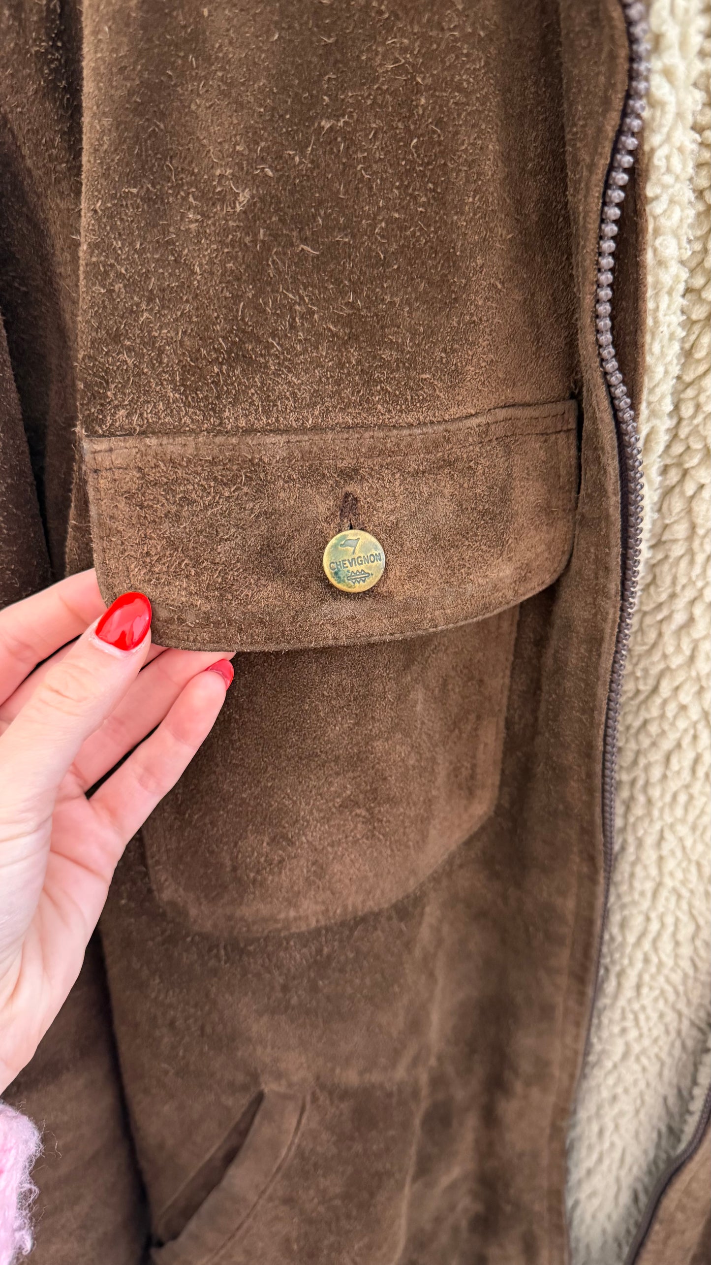 347 Brown suede jacket with fur lining