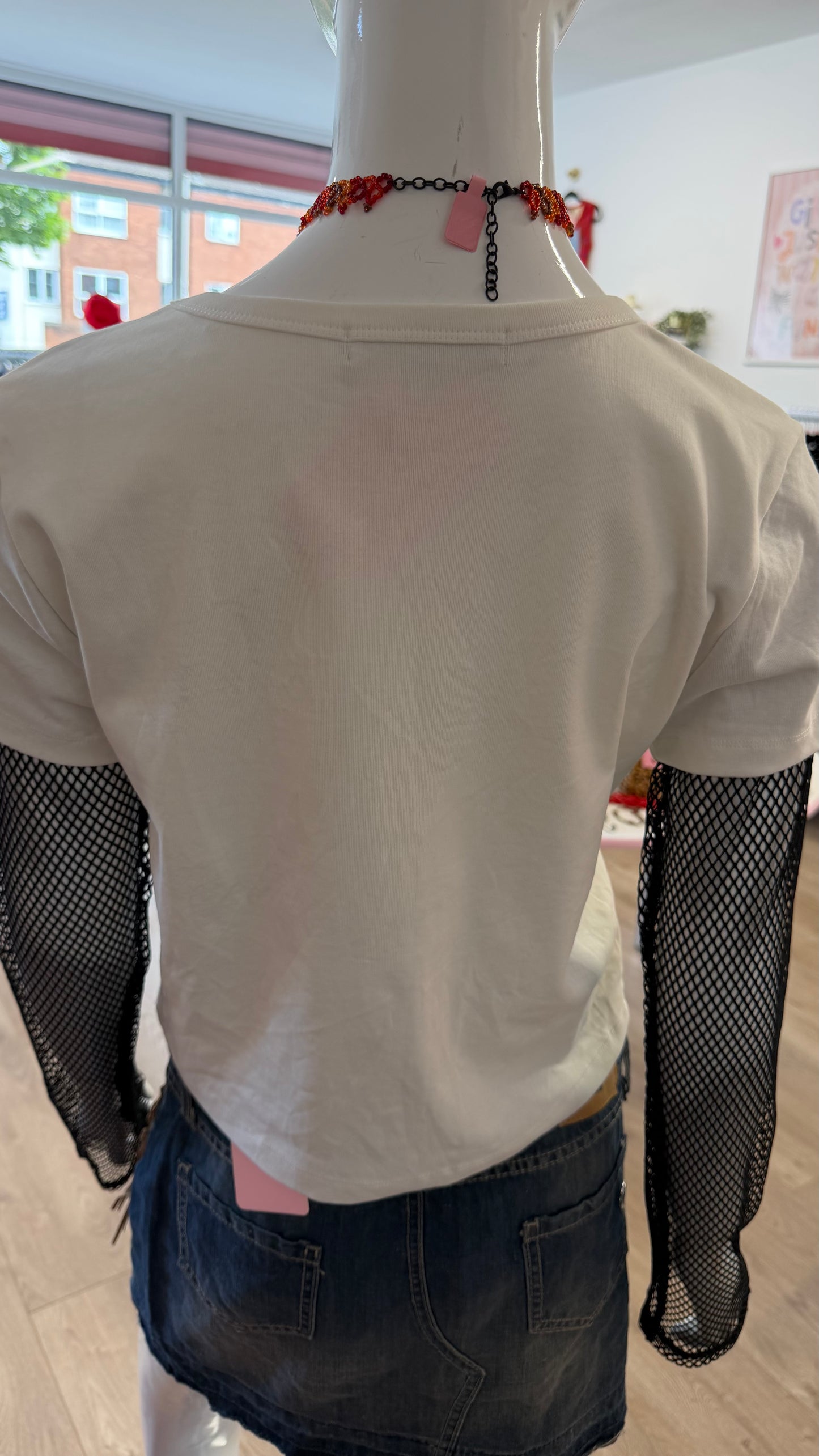 320 Madden Girl top with netted sleeves